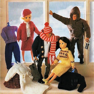 Teenage Dolls Clothes Sindy 6 x Outfits PDF Knitting Pattern DK 8 ply 11.5&quot; Vintage Digital Download 653