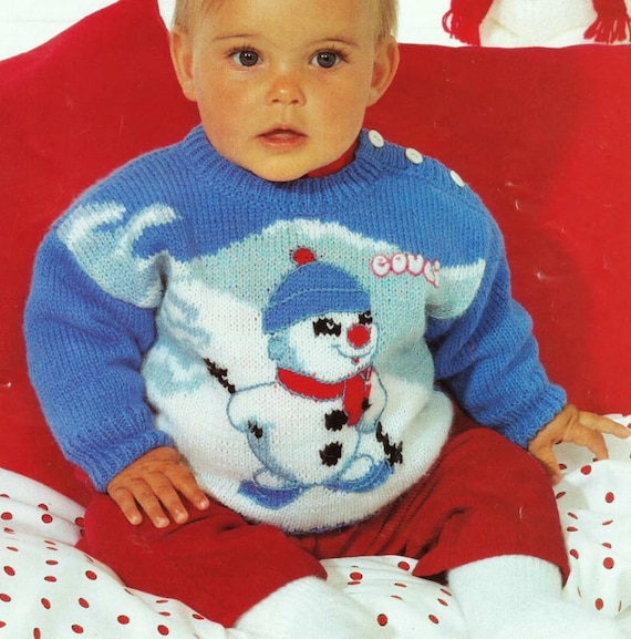 Baby Boys Girls Snowman Motif Christmas Sweater Toddler Xmas