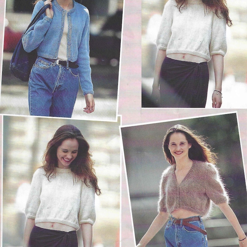 Knit Cropped Tops&Cardigan Set-up