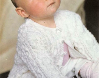 Baby Girls Pretty Cable Peplum Jacket Cardigan PDF Knitting Pattern  3 ply 16 - 21"  0 - 18mths Vintage Digital Download