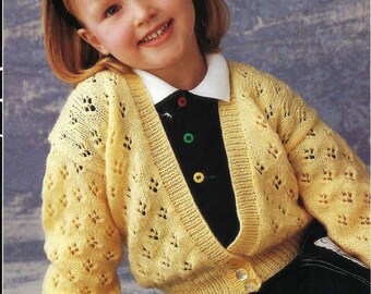 Girls Tulip Lace Cardigan V Neck Toddler Summer Jacket PDF Knitting Pattern DK 8ply 20 - 28" Age 6mths - 8 yrs Vintage Downloadable
