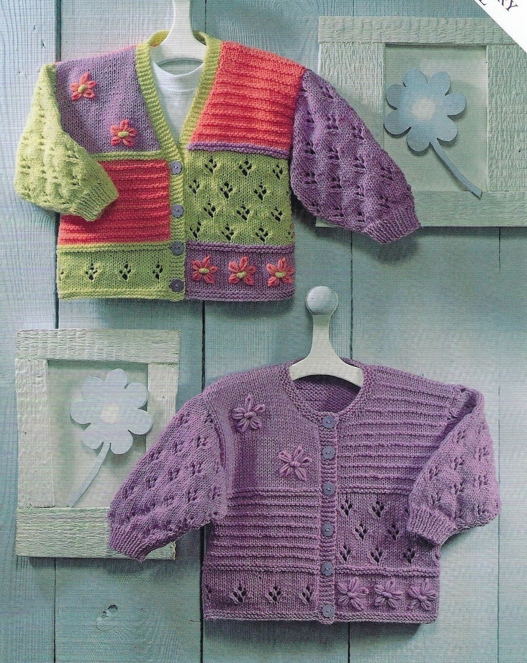 Block Design Jacket Baby Girls Patterned Colour Block Design Jacket Cardigan PDF Knitting ...