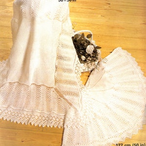 PDF Knitting Pattern Lacy Baby Shawl Circular Blanket 2 x Designs 3ply or 2 ply Vintage Download