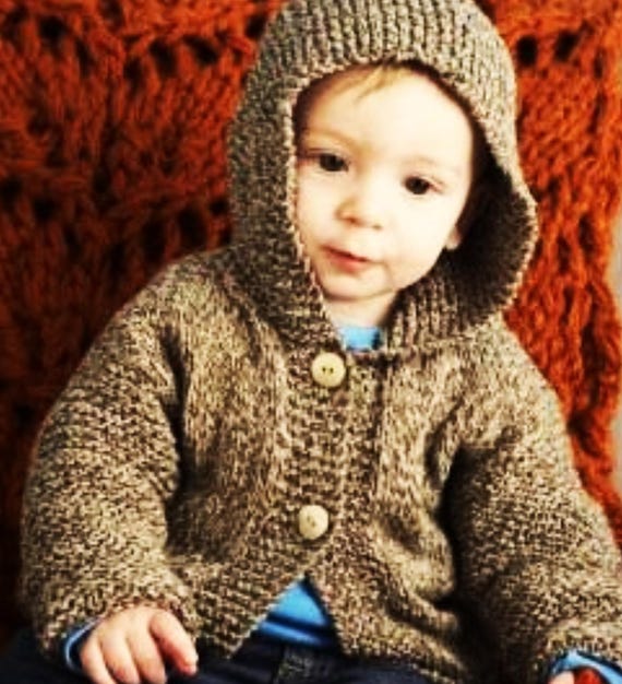 Easy Knit Baby Hooded Jacket Boys Girls Cardigan Hood PDF Knitting Pattern  Aran 10ply Worsted 18 22