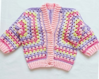 Granny Square Hexi Cardi 0 - Adult Girls Ladies Boho Hexagon