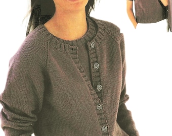Ladies Plain Twin Set Cardigan Short Sleeve Sweater Top Womens Easy Design PDF Knitting Pattern DK 8ply Plus Sizes 32 - 54" Vintage Download