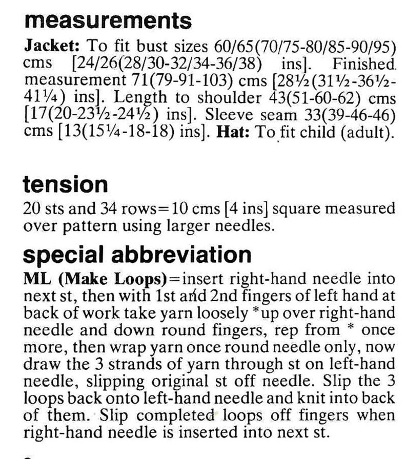 Ladies Girls Loopy Jacket Cardigan & Hat Zip up Front Womens PDF ...