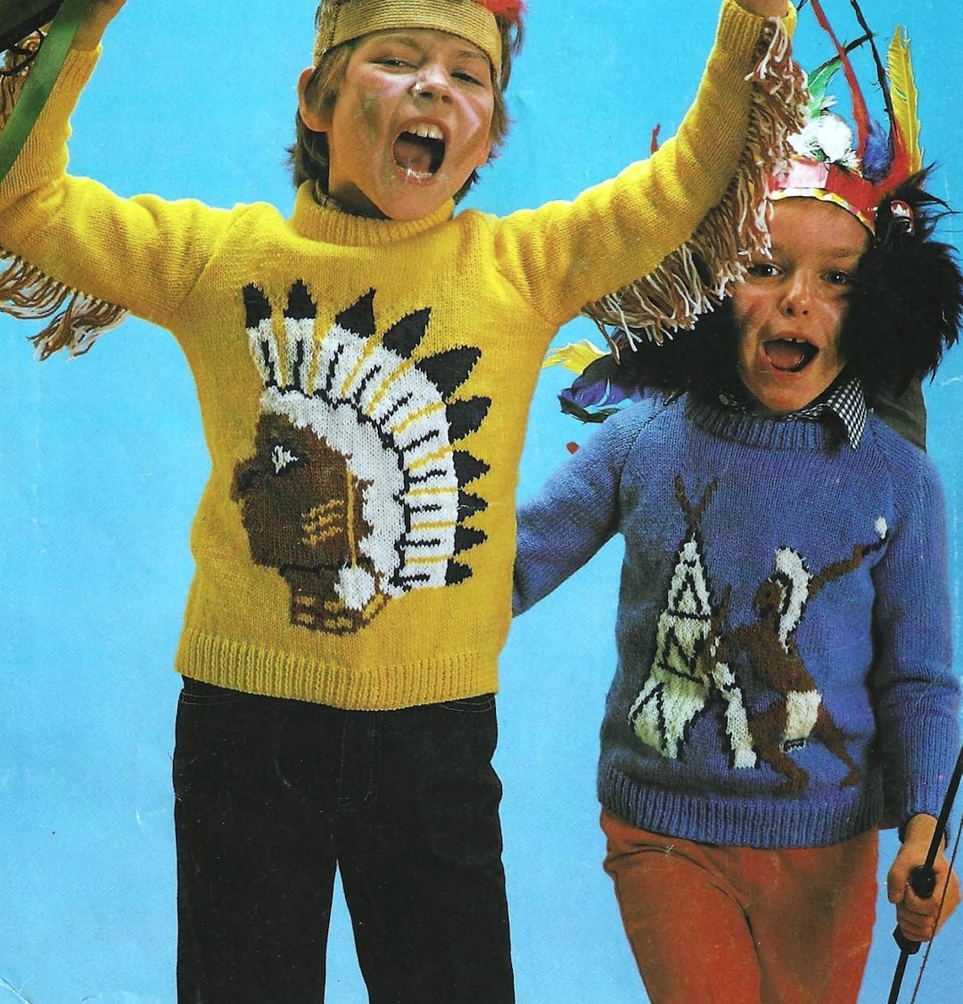 Childs Native American Motfi Sweater Jumper Boys & Girls Western Dress ...