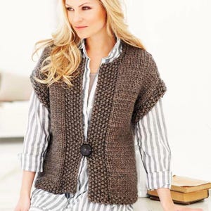 Easy Knit Ladies Waistcoat & Cardigan Super Chunky Quick Beginners Jacket PDF Knitting Pattern 32 - 42&quot; Super Bulky Downloadable