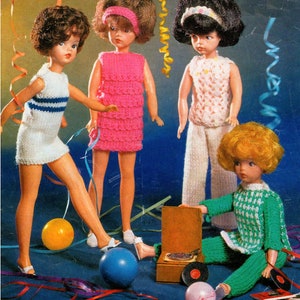 Teenage 12&quot; Dolls Clothes Sindy Sleeveless Dress Catsuit Trousers Top PDF Knitting Pattern 4 ply Vintage Outfits Download 4369