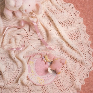Circular Lace Baby Shawl Knitting Pattern PDF Easy Knit Design 42&quot; Diameter Vintage Downlaodable
