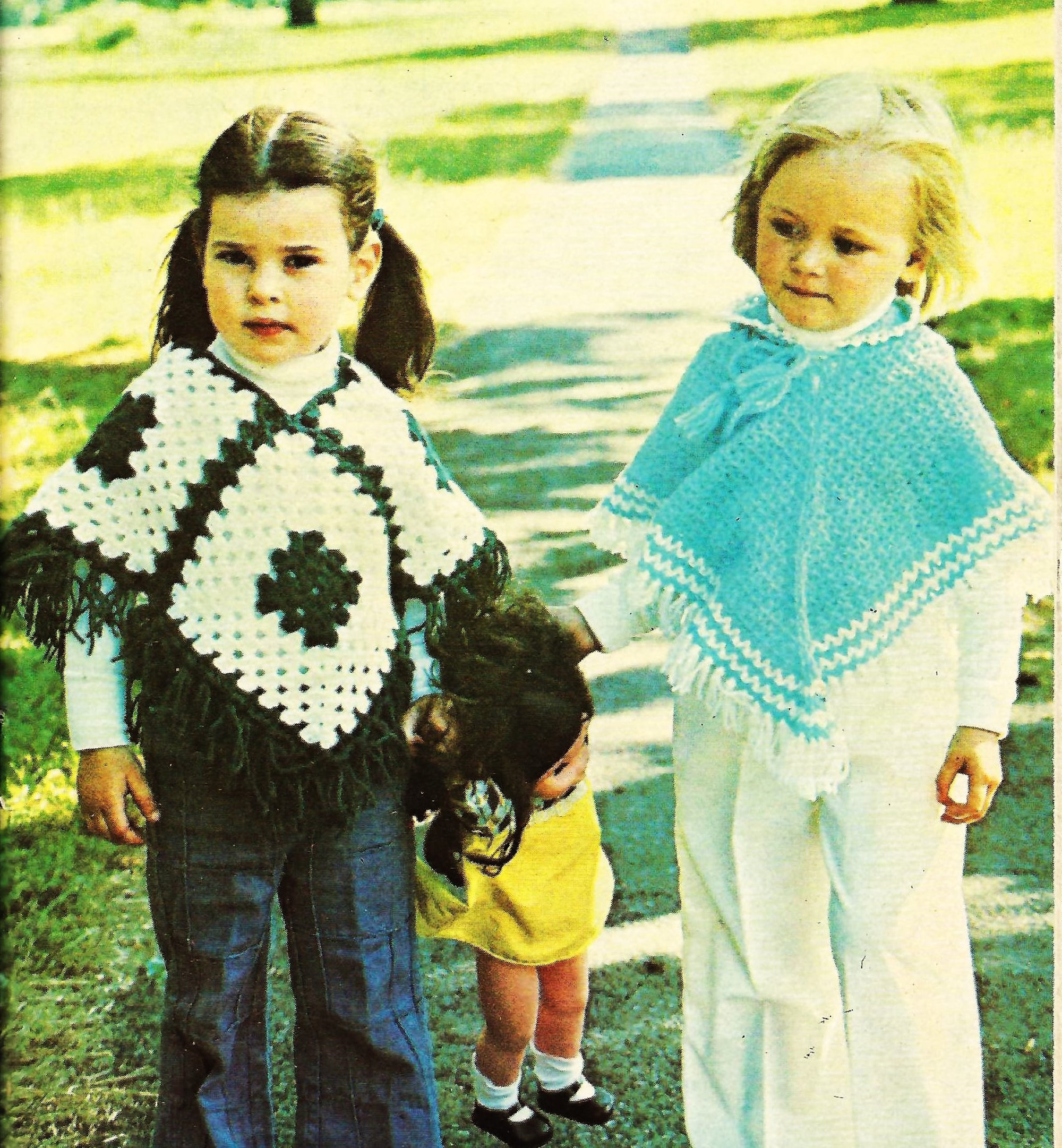 Childs Easy Granny Square Crochet Poncho Pattern 2 Designs With
