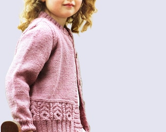Girls Cable Border Cardigan PDF Knitting Pattern DK 8ply 20 - 30" Baby Toddler 6mths - 10 yrs Downloadable