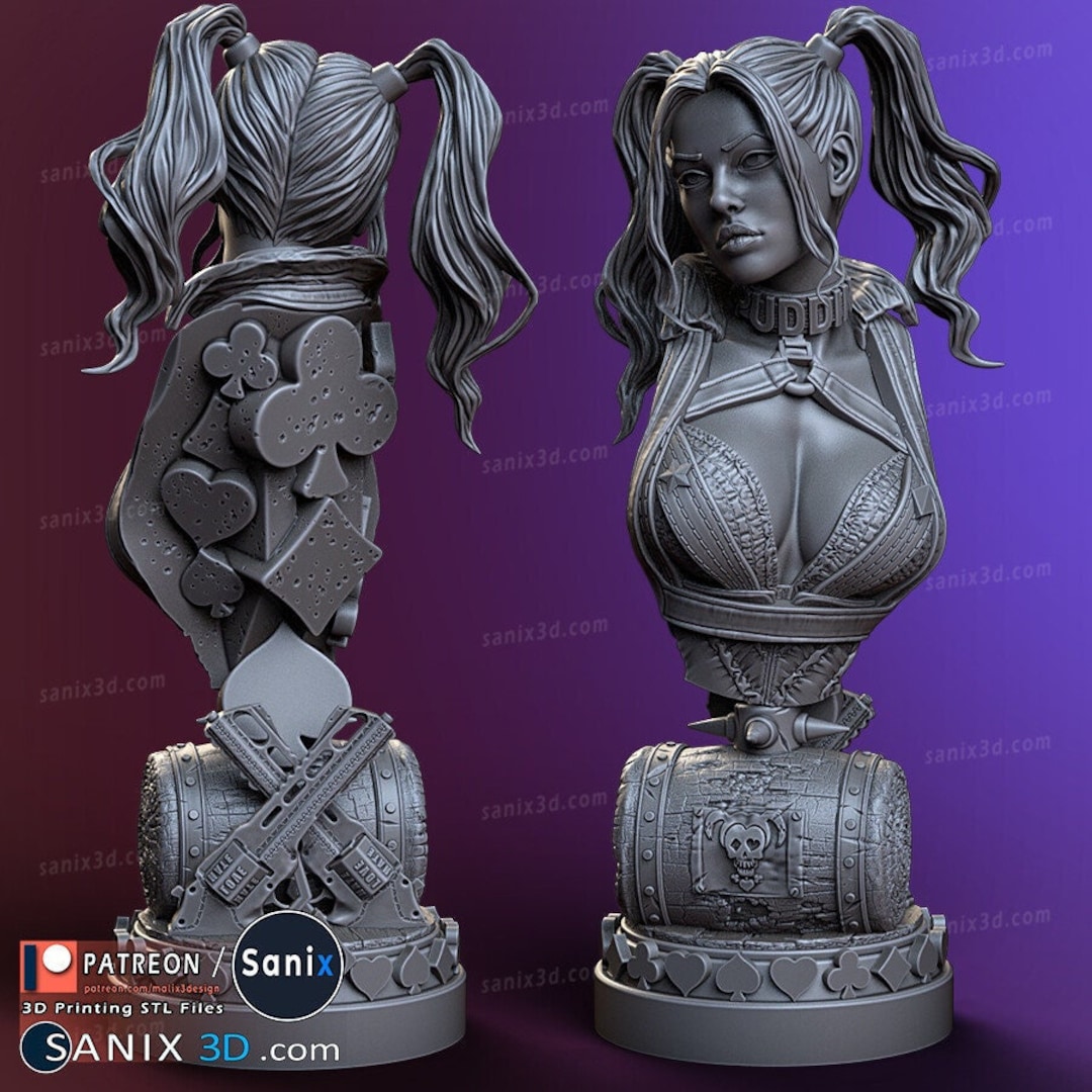 Harley Quinn Bust 3d Resin Print Model Kit Unpainted Etsy