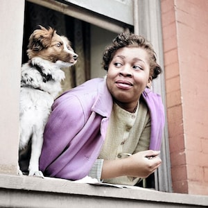 African American Photography, Black Art Print, Gordon Parks, Harlem Woman With Dog in Color, 1943, New York, NY, African American Wall Art