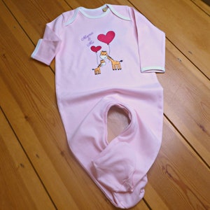 Baby Girl sleepsuit/romper Embroidered Giraffe &quot;Mama &Me&quot;