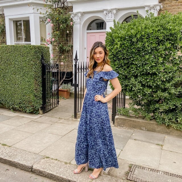 Summer Maxi Dress Women s Sustainable Dresses Organic Cotton Blue
