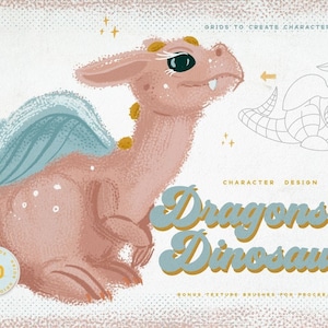 Procreate Dinosaurs & Dragons Stamps | Procreate Brushes | Digital Drawing Download