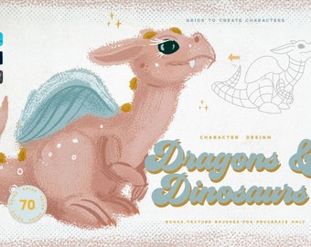 Procreate Dragon Stamps - Procreate Dinosaurs Stamps - Procreate Brushes - Procreate Drawing - Digital Download - Procreate Kit