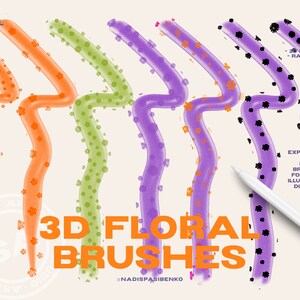 Procreate 3D Bubble Text Effect Floral Brushes | Clipart & Drawing Tools | Digital Download - Procreate Kit