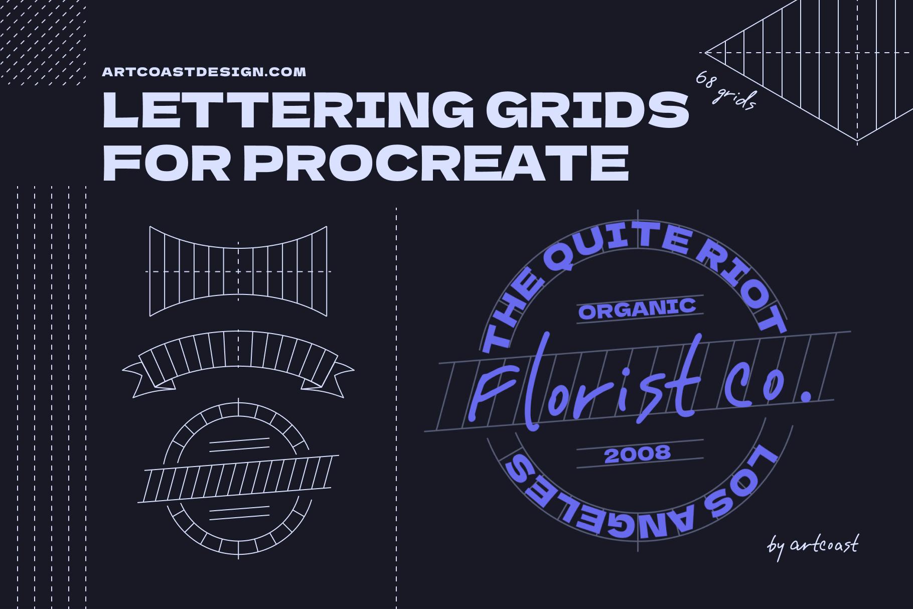 Grades de lettering para Procreate – 68 guias em alta resolução para caligrafia e tipografia