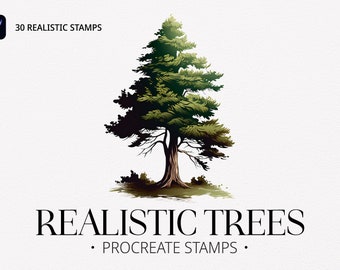 Procreate Realistic Tree Stamps – Spruce, Pine, Oak, Willow & Maple Brushes