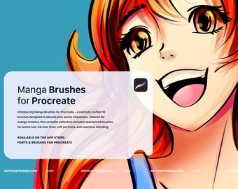 Procreate Manga Brushes, Ink brushes, Hair, Liner, Anime Brushes, Create Characters