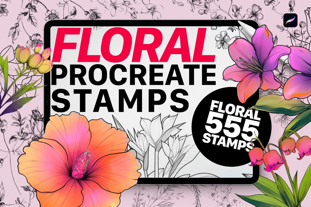 Floral Procreate Stamps Bundle – 555 Botanical Brushes | Digital ...