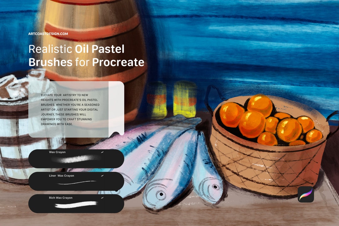 Oil Pastel Brushes for Procreate – Realistic Texture Brush Set for ...