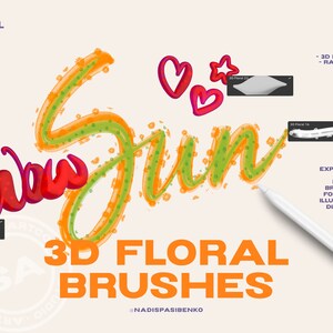 Procreate 3D Bubble Text Effect Floral Brushes | Clipart & Drawing Tools | Digital Download - Procreate Kit