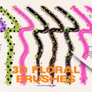 Procreate 3D Bubble Text Effect Floral Brushes | Clipart & Drawing Tools | Digital Download - Procreate Kit