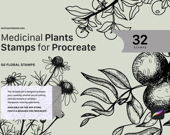 Procreate Floral Stamps - Painting Kit for Procreate - iPad Brushes - Procreate Nature Stamps - Digital Download