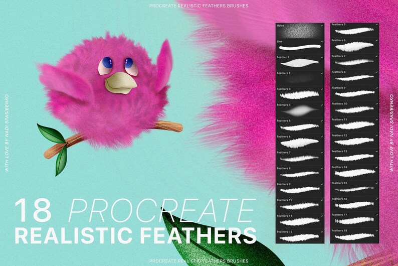 Procreate Realistic Feather Brushes, Procreate Drawing, Texture Brushes