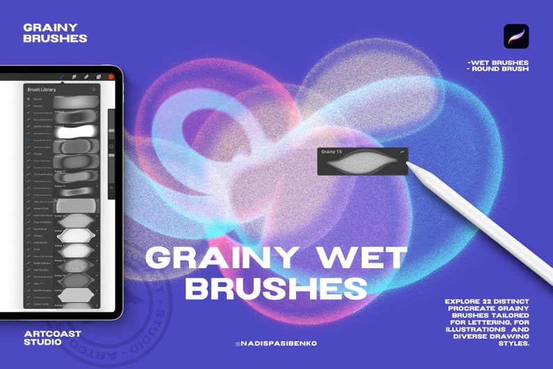 Grainy Procreate Brushes | Bubble & Spray Brush Set for Lettering ...