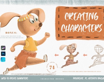 Procreate Stamps for Creating Cute Characters - Procreate Brushes - Procreate Drawing - Digital Download - Procreate Kit