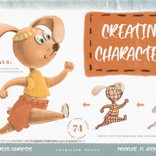 Procreate Stamps for Creating Cute Characters - Procreate Brushes - Procreate Drawing - Digital Download - Procreate Kit