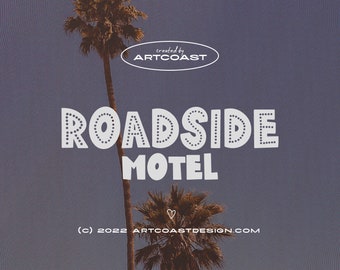 Roadside Motel Sans Serif Font, Bold Font, Crafting Fonts, Cartoon font, Headline font
