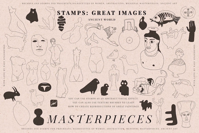 Masterpieces: Procreate & Photoshop Stamps | Character Creation Brushes ...