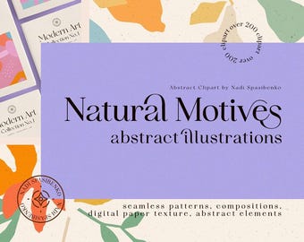 Abstracte bloemenclipart | Natuurlijke motieven en naadloze patronen, png-vector