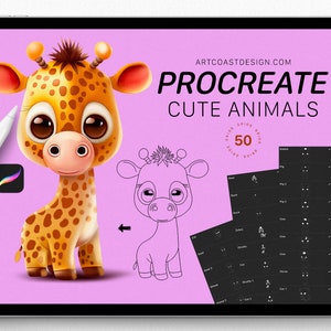 Procreat Stamps for Creating Cute Animal Characters - Zestaw do malowania dla Procreate - Pędzle do iPada - Pędzle do malowania - Pobieranie cyfrowe