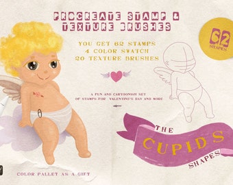 Baby & Cupids Procreate Stamps - Procreate Valentines Day