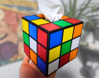 Retro Cube Tissue Box Cover RUBIKS CUBE Style Tissue Box Cover Inspired by Prop from Big Bang Theory TBBT Gift 80s Gift Vintage Style Case