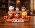 Sofa Display Stand for McDonald's X FRIENDS Toys Compatible Couch Stand, Orange Couch Collectable Holder, No Toys Included product logo