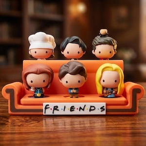 Sofa Display Stand for McDonald's X FRIENDS Toys Compatible Couch Stand, Orange Couch Collectable Holder, No Toys Included