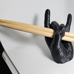 Soporte de pared Rock Hands para baquetas, baquetas, soporte de gancho para baquetas, regalo novedoso para bateristas, arte de pared para estudio de grabación. imagen 4