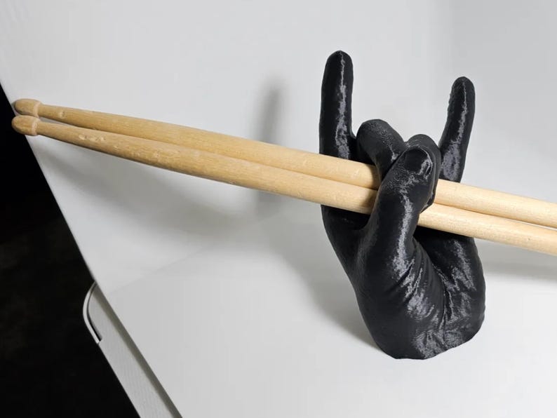 Soporte de pared Rock Hands para baquetas, baquetas, soporte de gancho para baquetas, regalo novedoso para bateristas, arte de pared para estudio de grabación. imagen 4