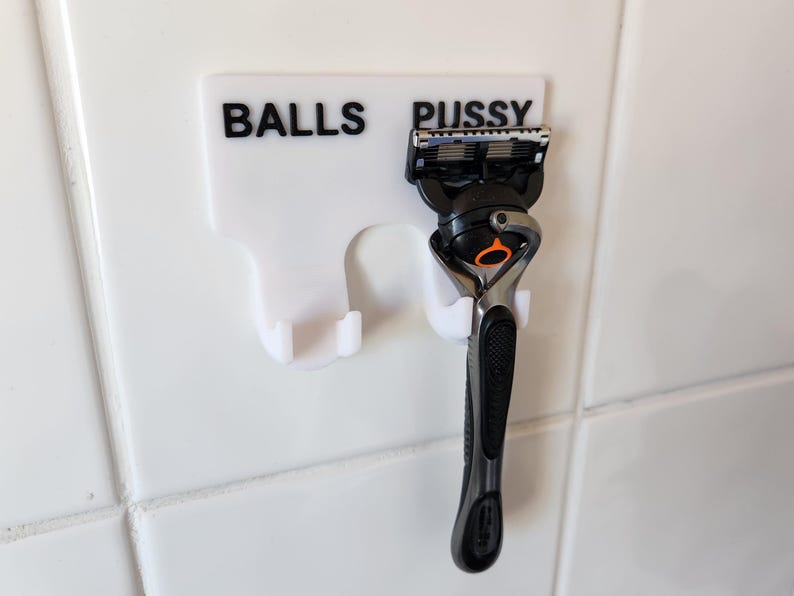 Balls and P*ssy Shaver Razor Holder Hook Novelty Bathroom Gift Him and Hers Shower Profanity Decor Curse Word Gifts Men Women Funny image 2
