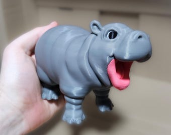 Large Moo Deng Hippo Bouncy Pork Pygmy Statue Hippopotamus Figurine Ornament Gift Cute UK Moodeng Desk Decoration Shelf Bedroom Hippo Gifts