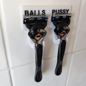 Balls and P*ssy Shaver Razor Holder Hook Novelty Bathroom Gift Him and Hers Shower Profanity Decor Curse Word Gifts Men Women Funny image 5