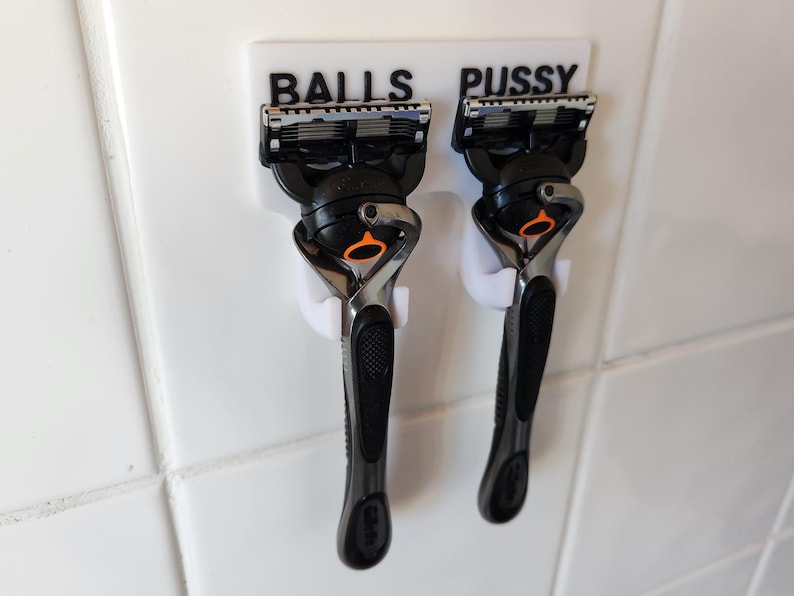 Balls and P*ssy Shaver Razor Holder Hook Novelty Bathroom Gift Him and Hers Shower Profanity Decor Curse Word Gifts Men Women Funny image 5